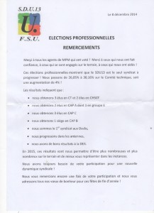 Remerciements Elections 2014