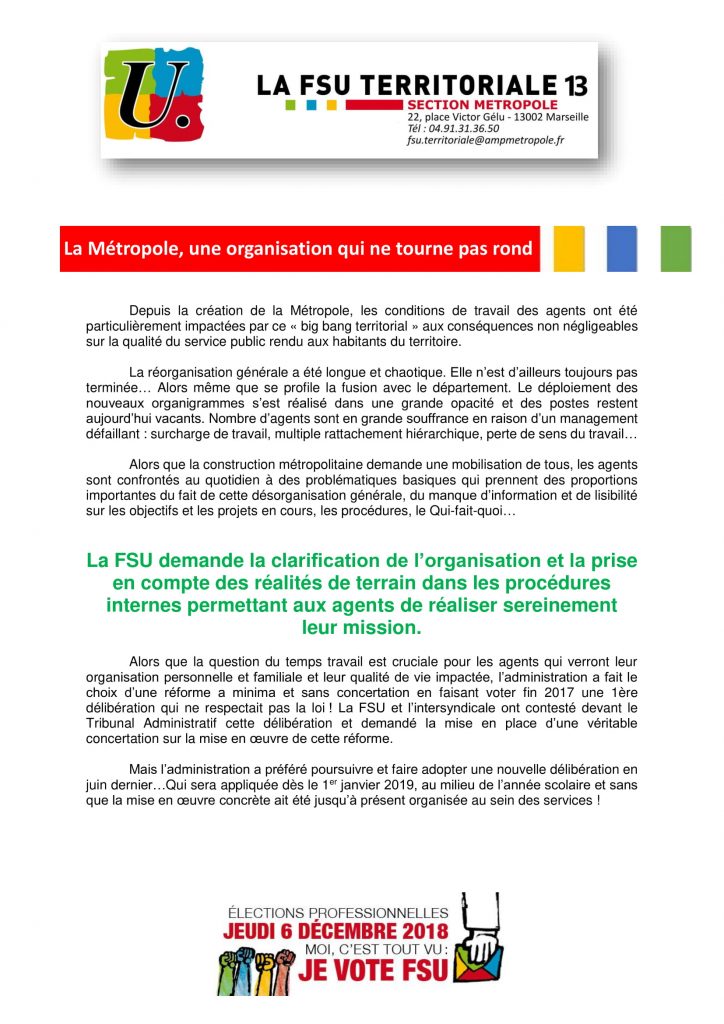 La Métropole, une organisation qui ne tourne pas rond