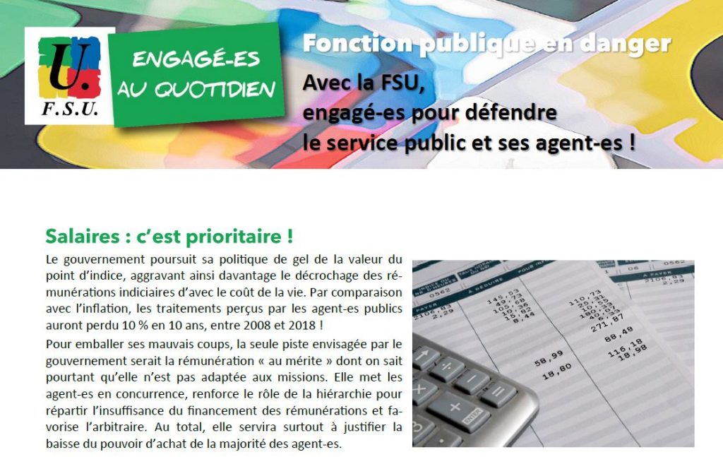 Avec la FSU, engagé-es pour défendre le service public et ses agent-es !