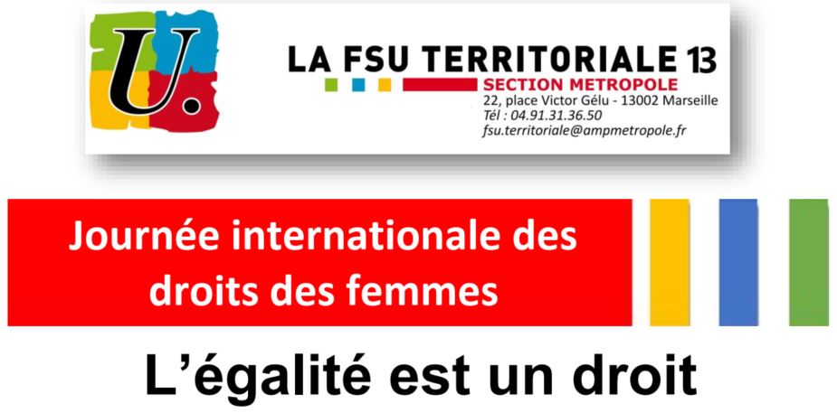 Journée internationale des droits des femmes : l&rsquo;égalité est un droit !